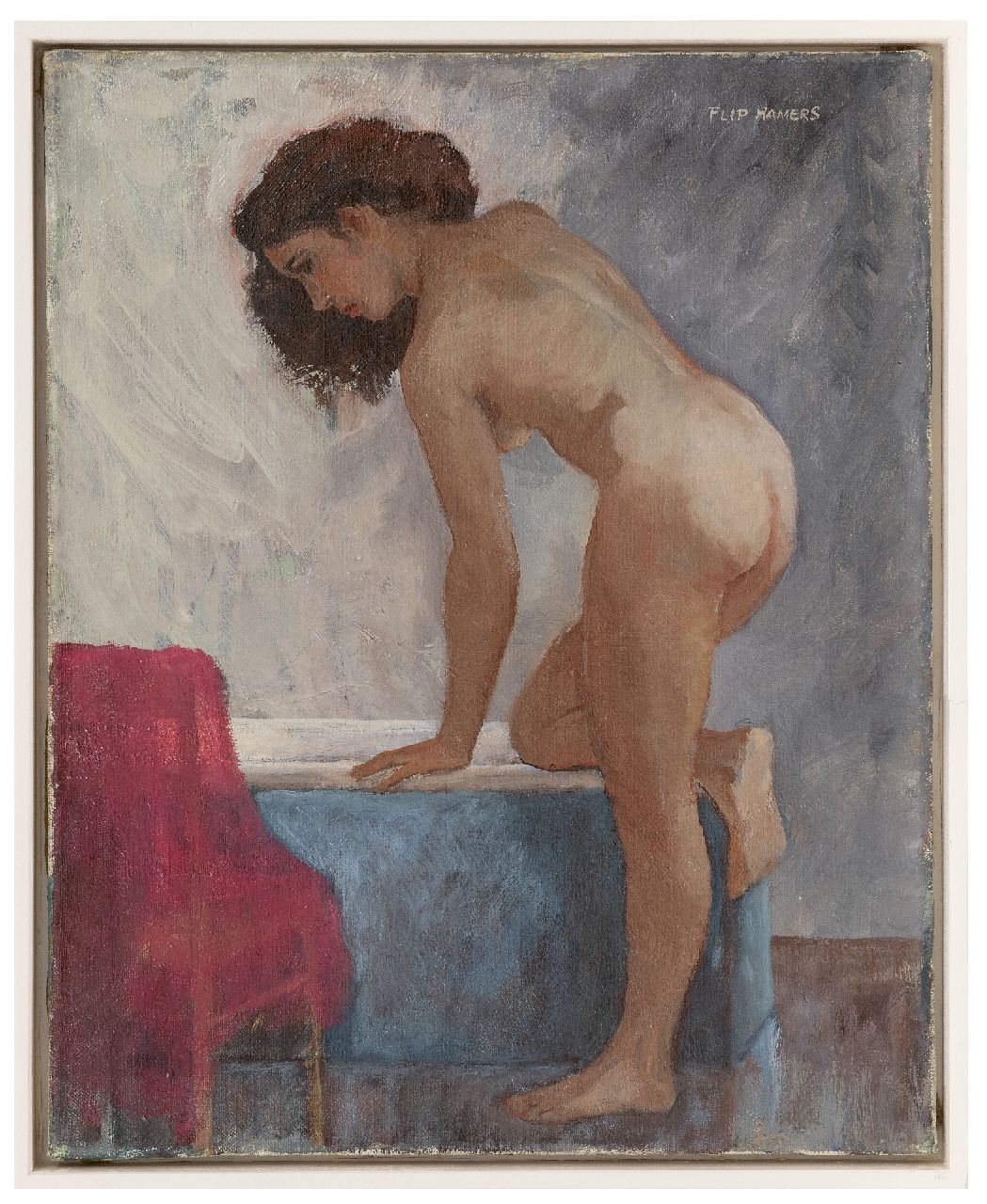Hamers P.J.  | Philippus Jacob 'Flip' Hamers, Standing nude, oil on canvas 50.2 x 40.2 cm, signed u.r. and on the stretcher