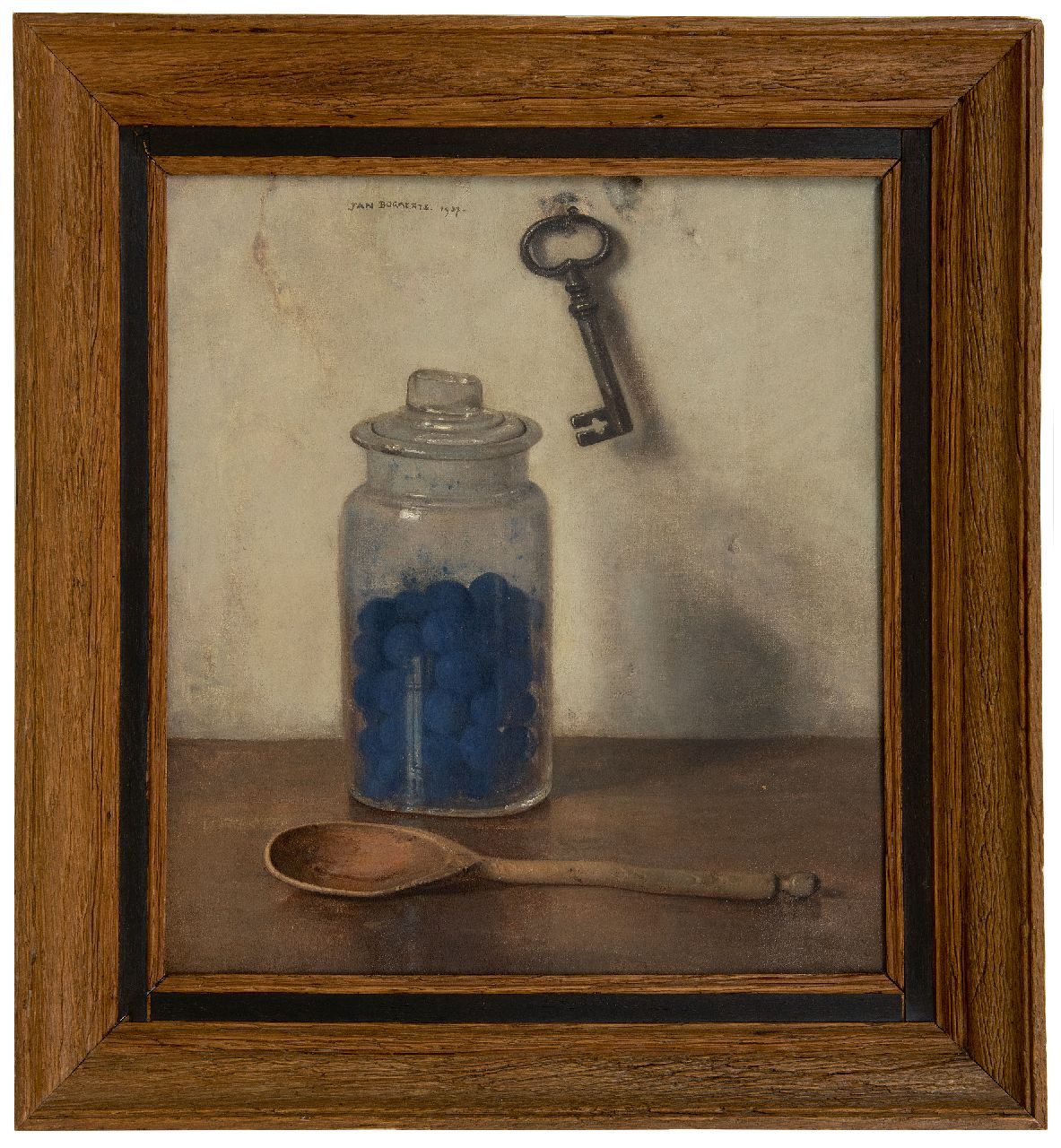 Bogaerts J.J.M.  | Johannes Jacobus Maria 'Jan' Bogaerts | Paintings offered for sale | A glass jar with blue starch, oil on canvas 36.0 x 32.9 cm, signed u.c. and dated 1937