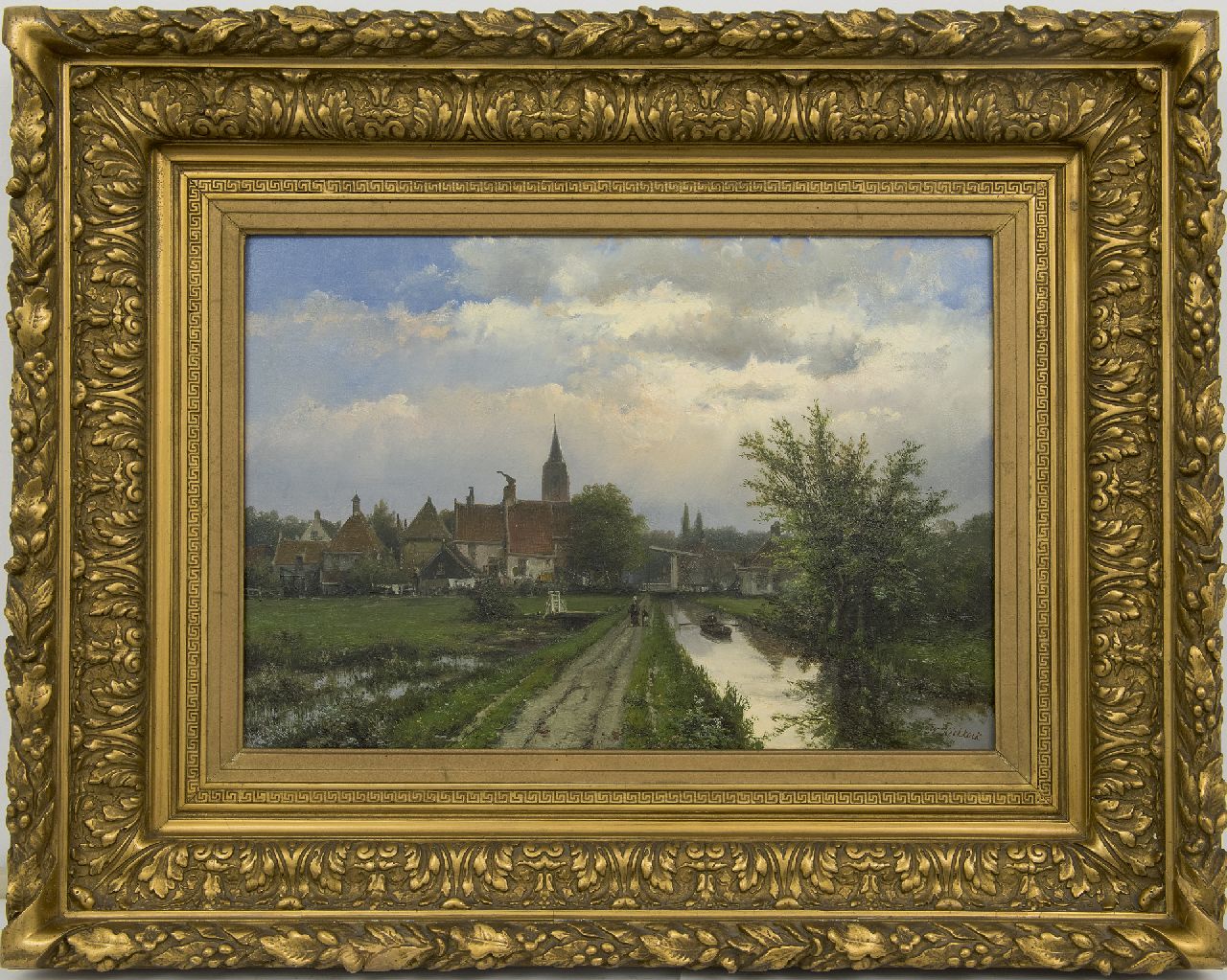 Koekkoek W.  | Willem Koekkoek, Landscape with village in the background, oil on canvas 40.8 x 58.5 cm, signed l.r.