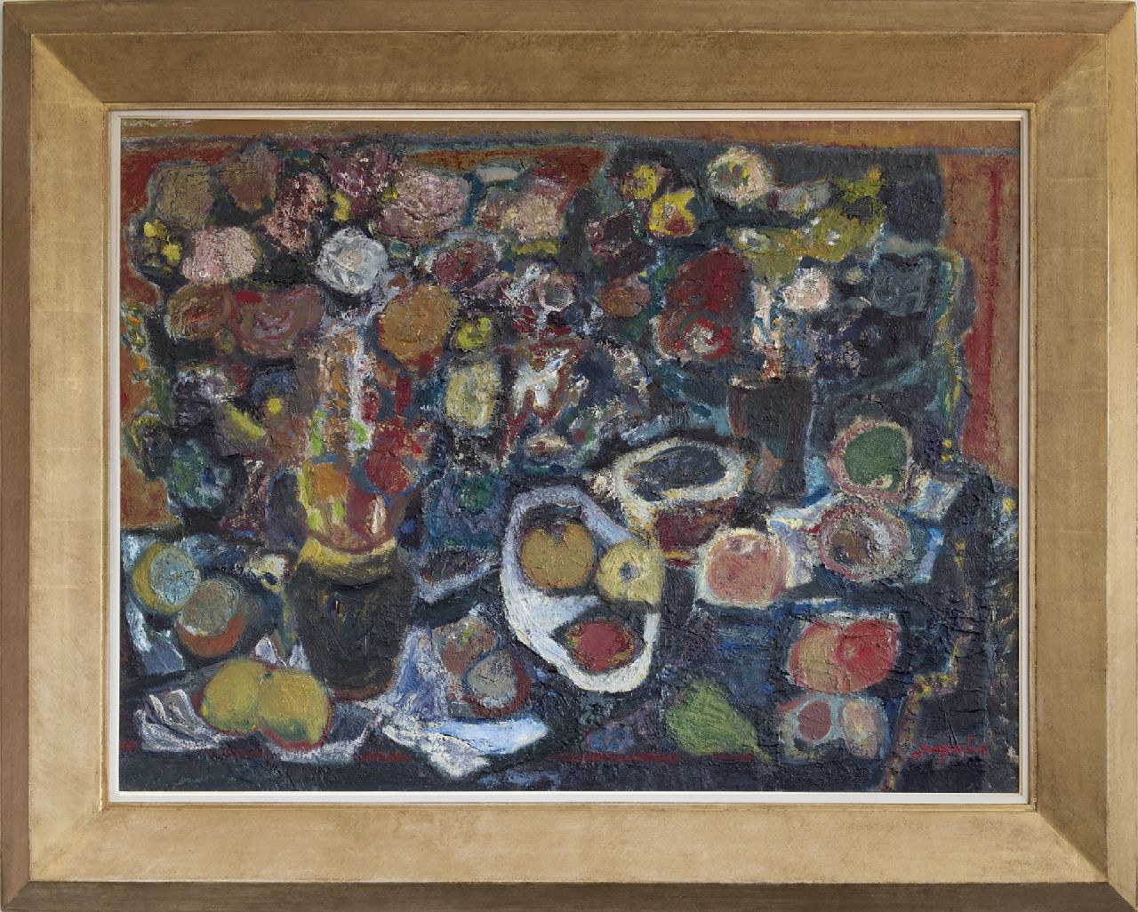 Min J.  | Jacob 'Jaap' Min | Paintings offered for sale | Still life with fruit and flowers, oil on canvas 75.0 x 100.0 cm, signed l.r.