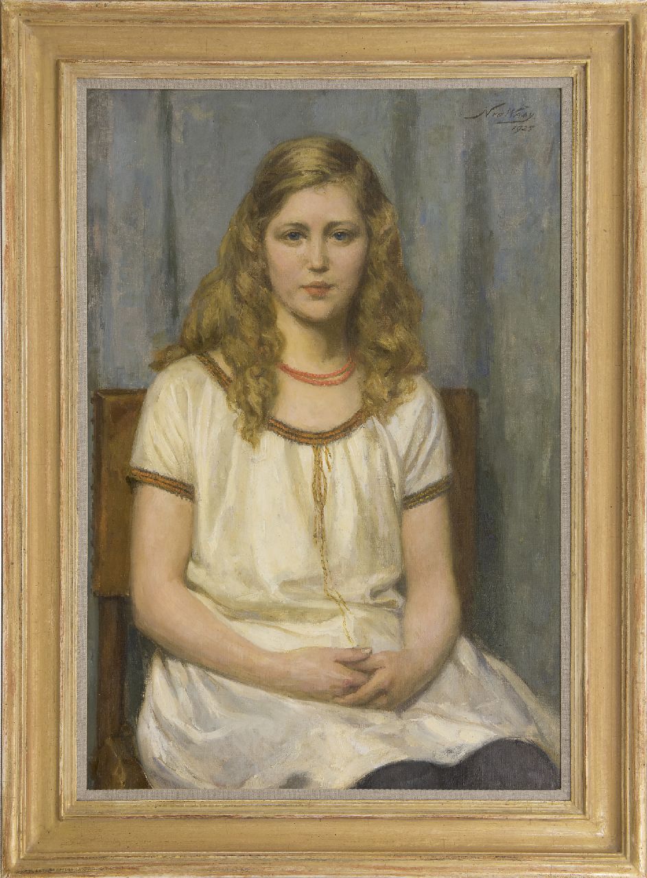 Waay N. van der | Nicolaas van der Waay, Portrait of miss T. de K., oil on canvas 80.3 x 54.0 cm, signed u.r. and dated 1925