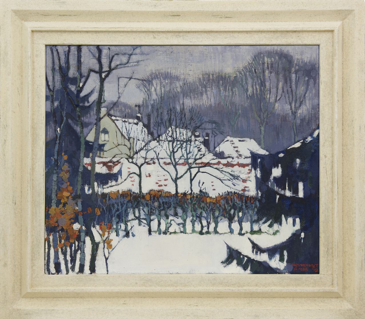 Verhorst A.J.  | Andreas Jacobus 'André J.' Verhorst, A winter garden, oil on canvas 55.2 x 66.3 cm, signed l.r. and dated 20 febr. '19