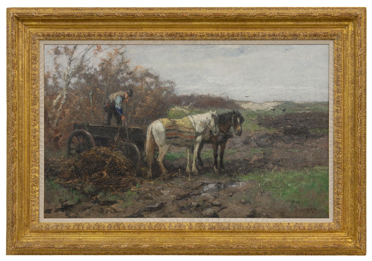 Scherrewitz J.F.C.  | Johan Frederik Cornelis Scherrewitz, Unloading the cart in the dunes, oil on canvas 52.2 x 85.5 cm, signed l.r.