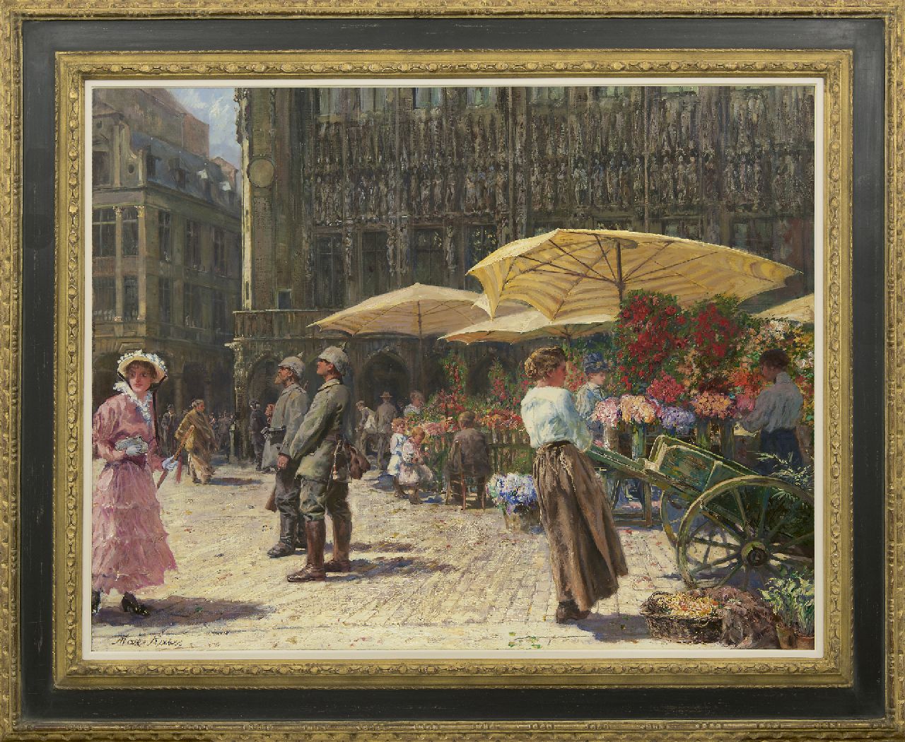 Rabes M.F.F.  | 'Max' Friedrich Ferdinand Rabes, Flower market in Brussels, oil on canvas 80.2 x 100.2 cm, signed l.l.