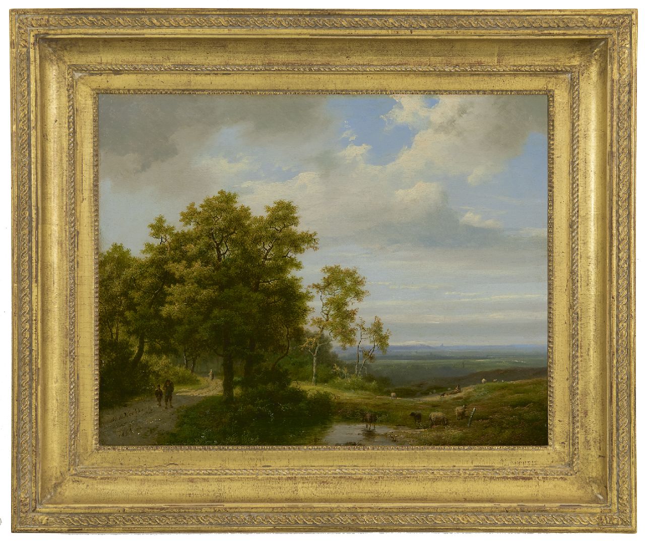 Koekkoek I M.A.  | Marinus Adrianus Koekkoek I | Paintings offered for sale | Land folk on a wooded path, oil on canvas 34.8 x 44.4 cm, signed l.l. and dated 1864