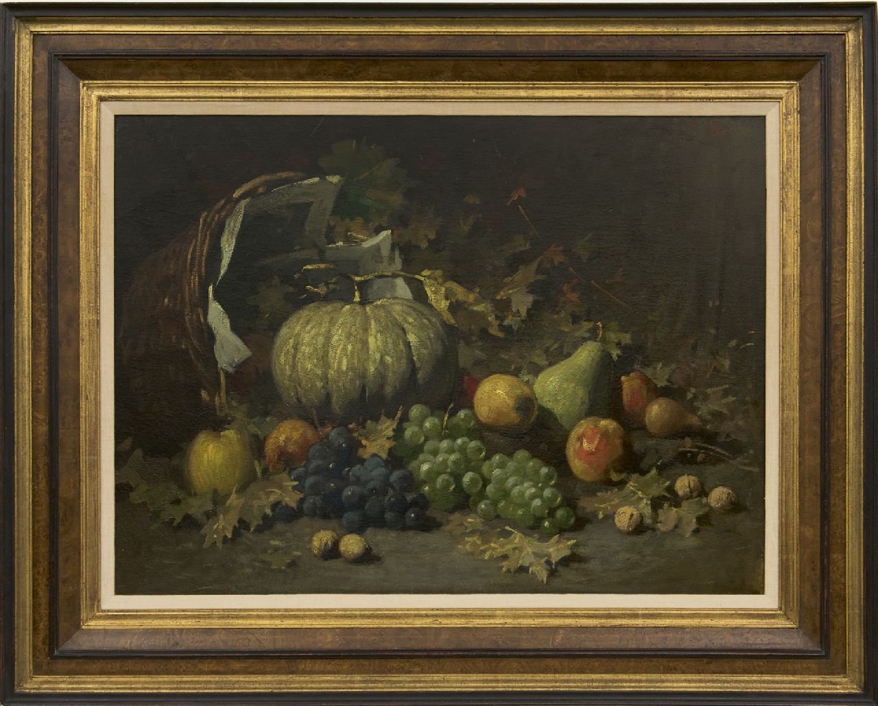 Kriens O.G.A.  | 'Otto' Gustav Adolf Kriens | Paintings offered for sale | Still life with fruit on a forest soil, oil on canvas 54.4 x 73.0 cm, signed u.r.
