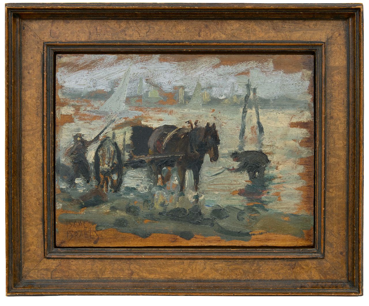 Israels I.L. | 'Isaac' Lazarus Israels | Paintings offered for sale | A shell fischer, oil on panel 22.2 x 30.5 cm, signed l.l. and painted 1885-1888 Israels I.L. | 'Isaac' Lazarus Israels | Paintings offered for sale | A shell fischer, oil on panel 22.2 x 30.5 cm, signed l.l. and painted 1885-1888