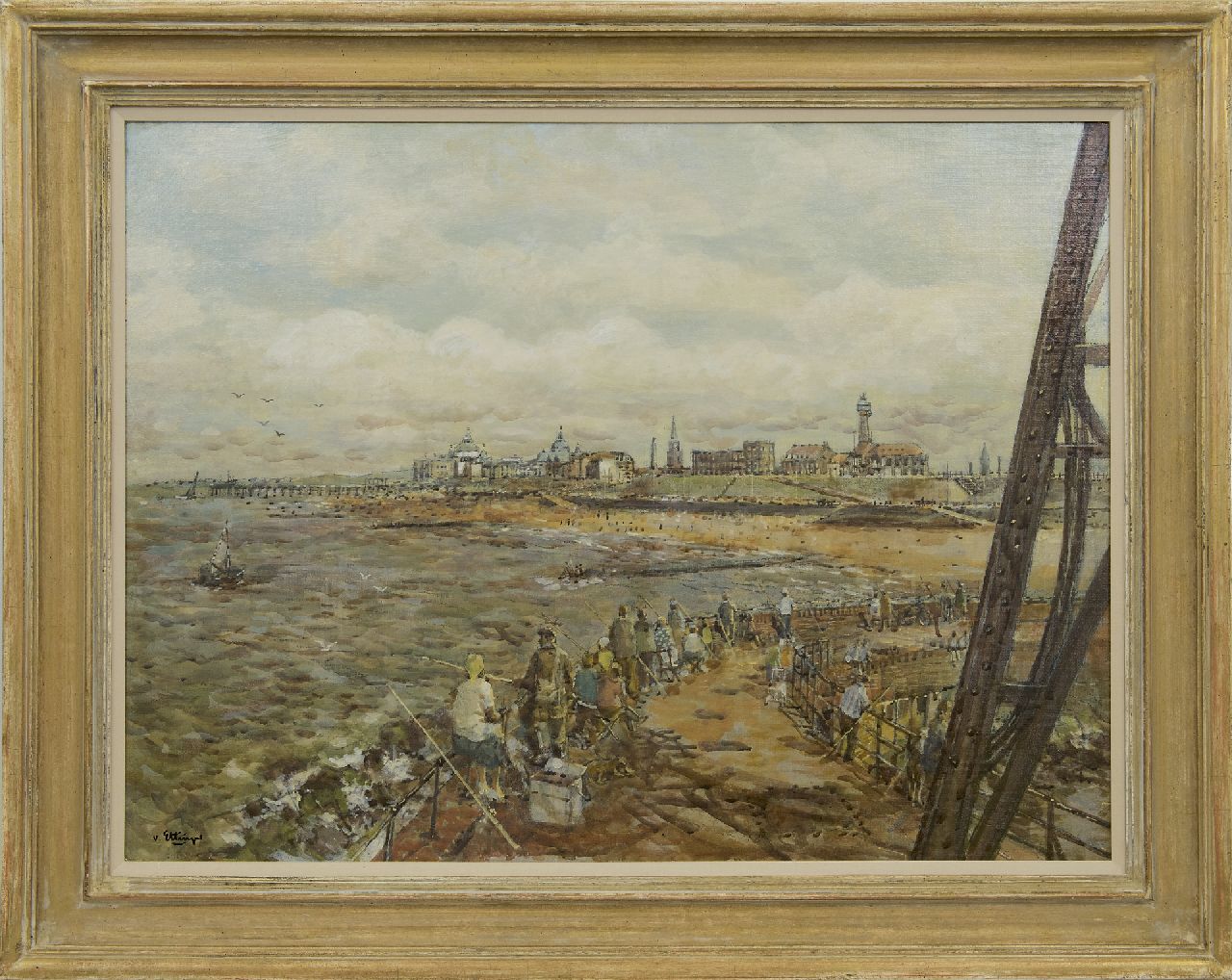 Ettinger B.C. van | Borgert Carolus 'Carel' van Ettinger, The boulevard of Scheveningen seen from the jetty, oil on board 60.4 x 80.3 cm, signed l.l. and on the reverse