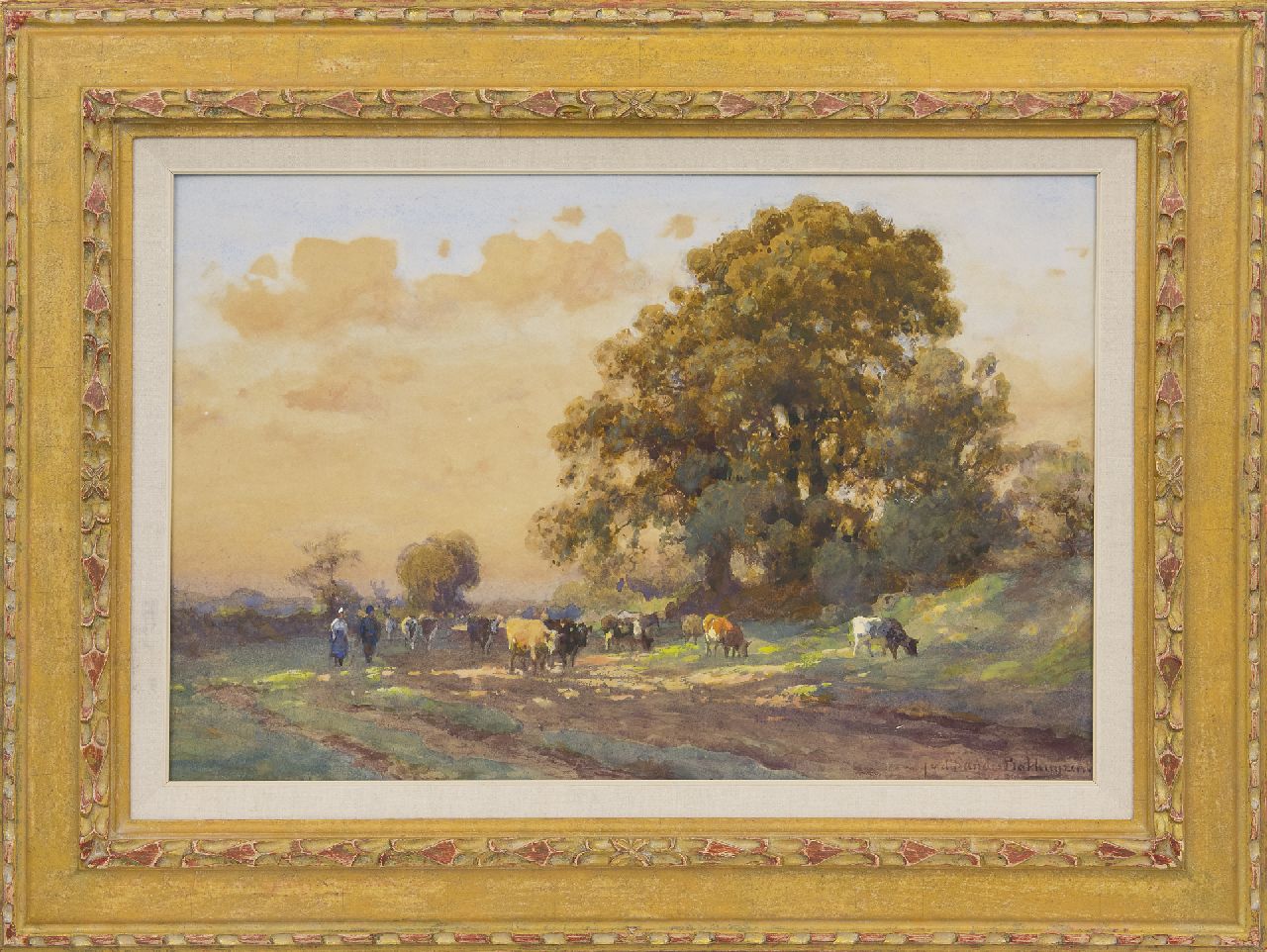 Sande Bakhuyzen J.J. van de | Julius Jacobus van de Sande Bakhuyzen | Watercolours and drawings offered for sale | Early summer morning in Drenthe, watercolour on paper 34.0 x 52.0 cm, signed l.r.