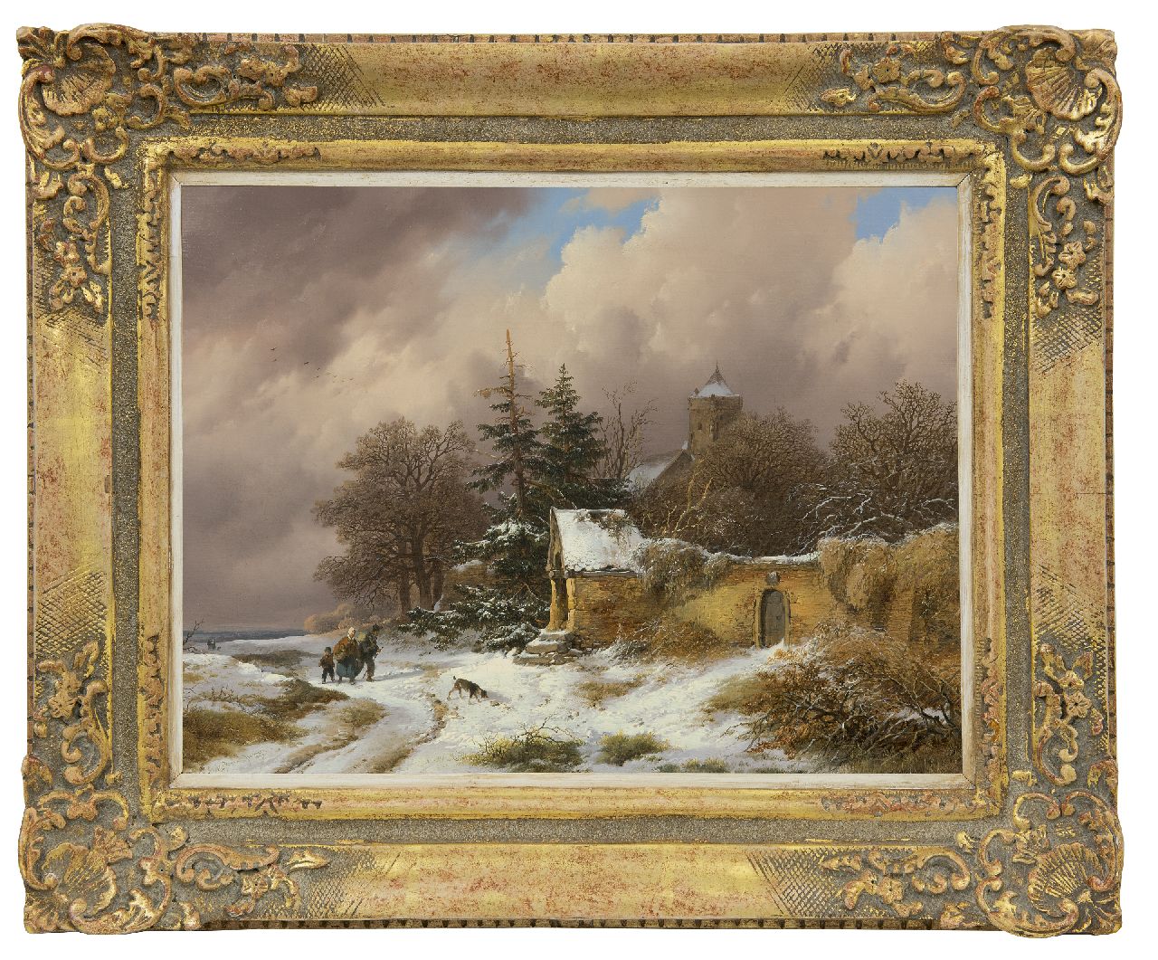 Haanen R.A.  | Remigius Adrianus Haanen | Paintings offered for sale | A winter landscape with land folk on a path, oil on canvas 36.3 x 49.3 cm, signed l.l. and dated 1849