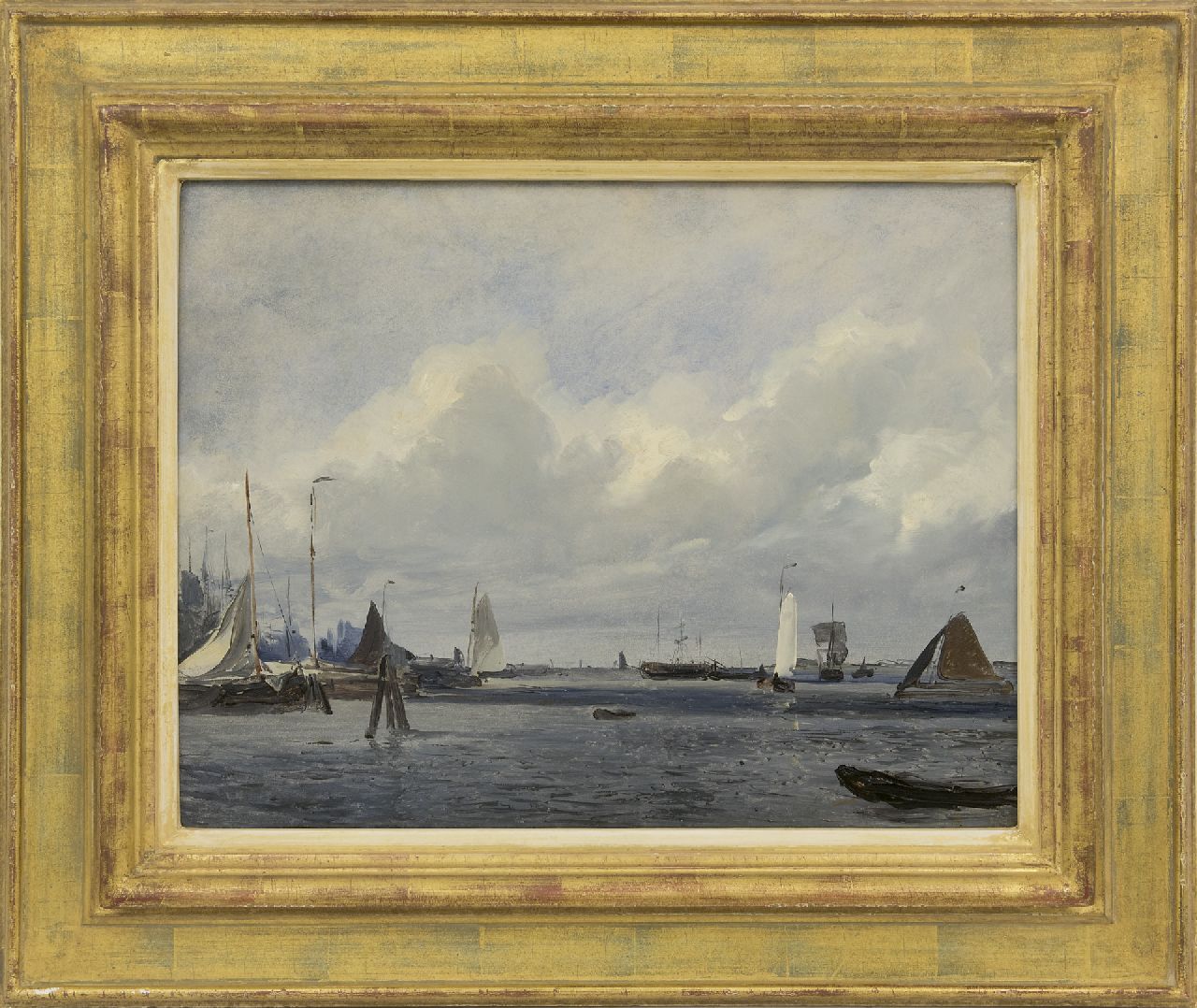 Deventer W.A. van | 'Willem' Anthonie van Deventer | Paintings offered for sale | A harbour view, oil on painter's board 33.4 x 43.4 cm