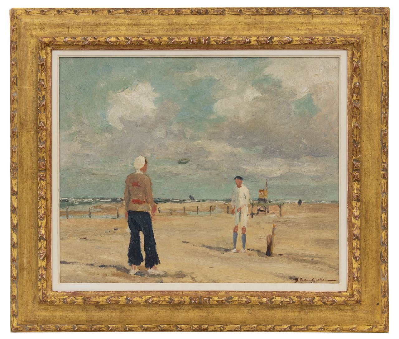 Hambüchen G.  | Georg Hambüchen | Paintings offered for sale | Ring throw on the beach, oil on board 37.7 x 46.3 cm, signed l.r. and dated '35