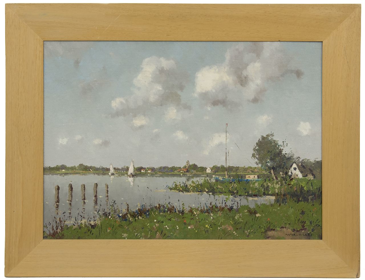 Bruynesteyn N.  | Nicolaas 'Nico' Bruynesteyn, Sailingboats on a river in summer, oil on canvas 51.0 x 70.7 cm, signed l.r. with pseudonym 'Pieter van Noort' and painted ca. 1940