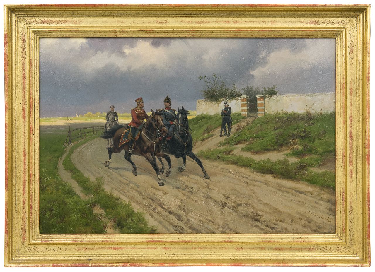 Koekkoek H.W.  | Hermanus Willem Koekkoek | Paintings offered for sale | Prussian cavalrymen on horseback, oil on canvas 40.3 x 60.4 cm, signed l.r. and painted in 1890