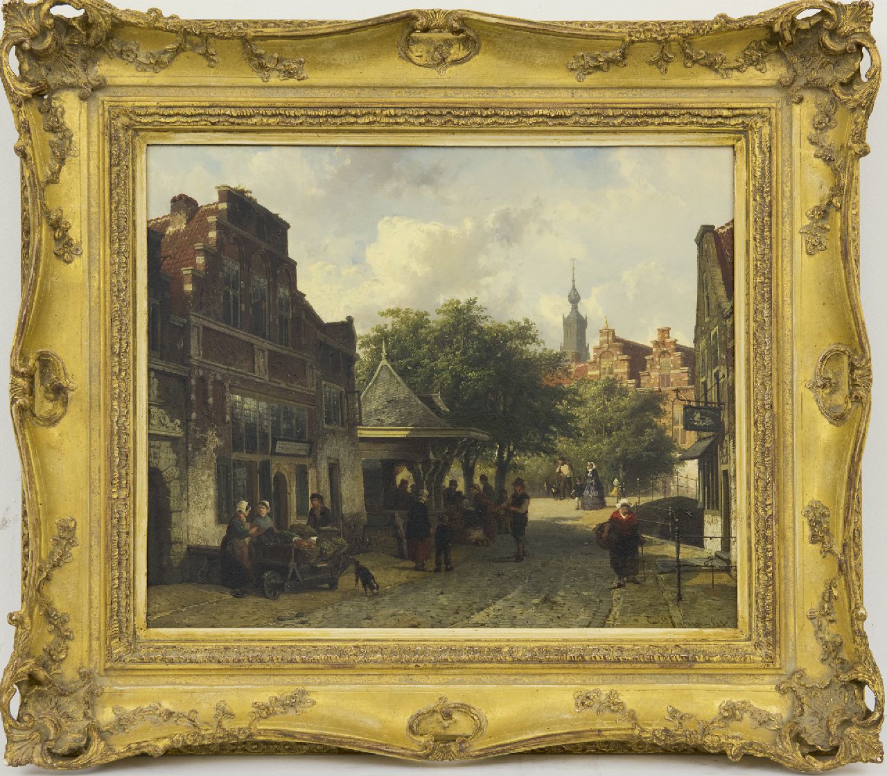 Springer C.  | Cornelis Springer, A view of Oudewater, oil on panel 33.5 x 40.5 cm, signed l.r. in full and l.l. with monogram and dated l.r. 1857 and l.l. '57