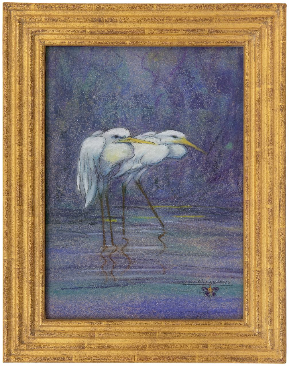 Klein Sprokkelhorst A.  | Albert Klein Sprokkelhorst, Herons, pastel on paper 36.5 x 27.0 cm, signed l.r.