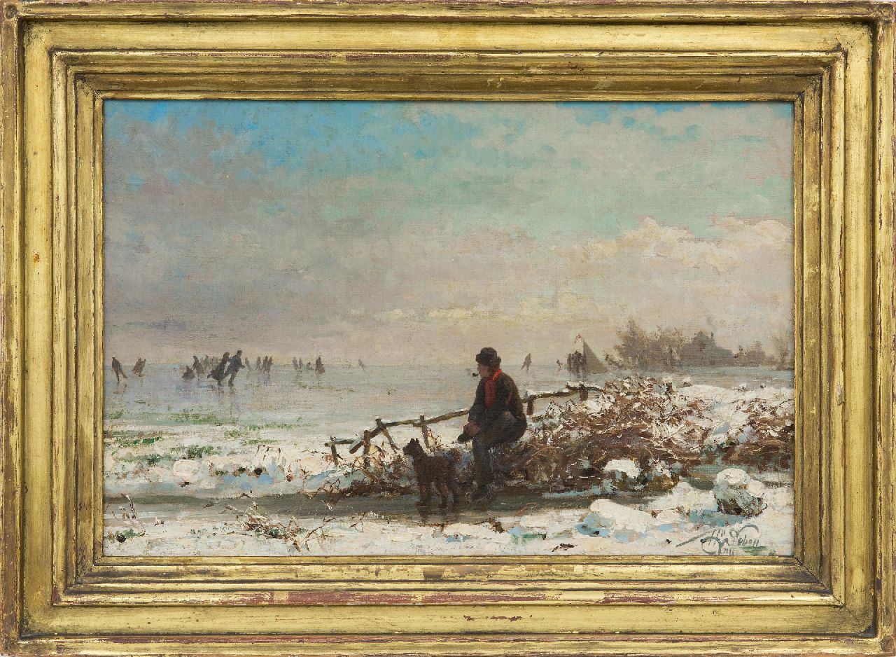 Seben H. van | Henri van Seben, Skating fun on a winter day, oil on canvas 32.0 x 47.2 cm, signed l.r.