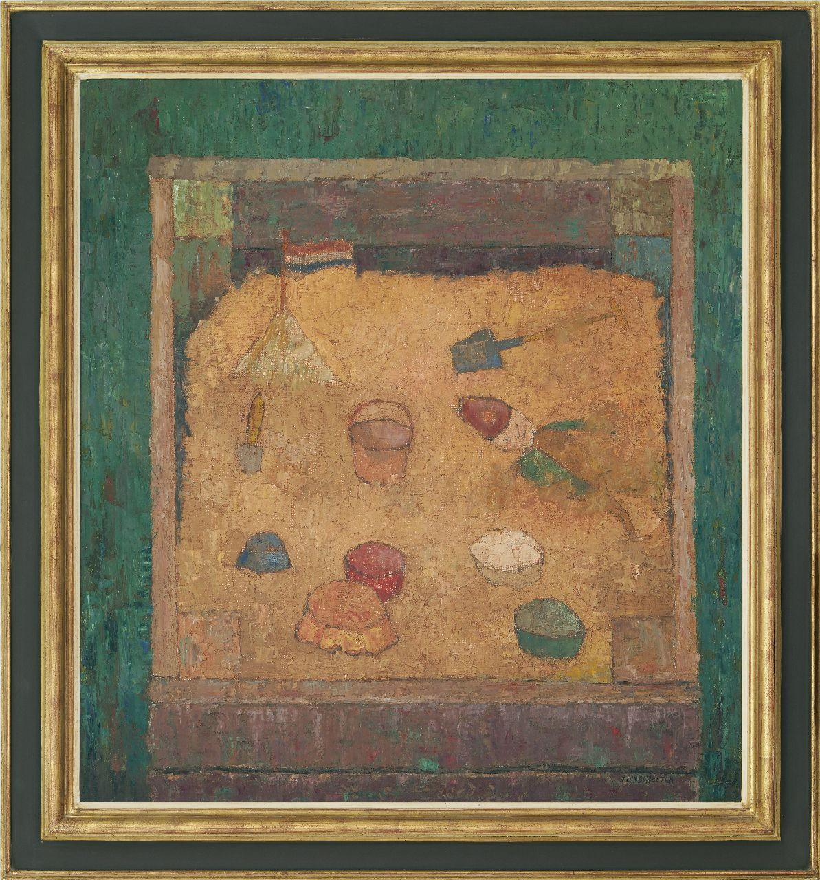 Linschooten J.  | Johannes 'Joop' Linschooten, Sandpit, oil on board 100.0 x 91.6 cm, signed l.r.