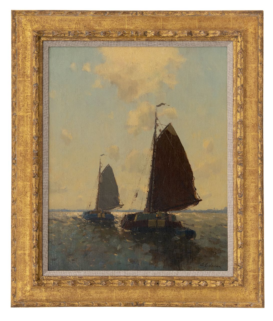 Ydema E.  | Egnatius Ydema, Barges sailing on the lake, oil on canvas 50.3 x 40.4 cm, signed l.r.