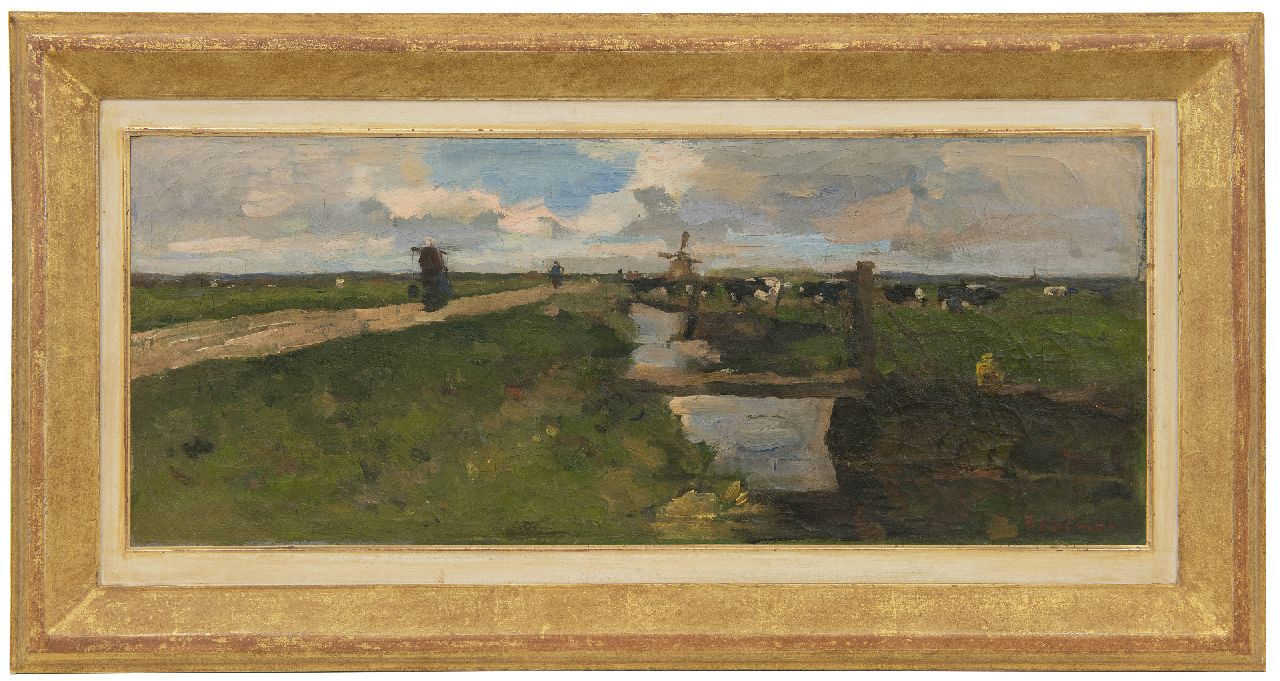 Ritsema J.C.  | 'Jacob' Coenraad Ritsema, Landscape near Haarlem, oil on canvas 25.3 x 60.3 cm, signed l.r. and on the stretcher