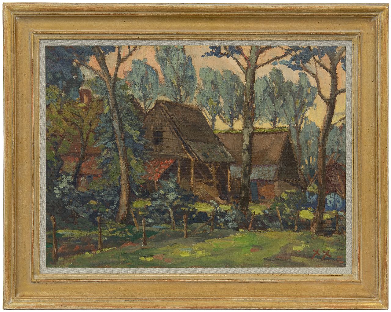 Kruysen J.  | Johannes 'Jan' Kruysen | Paintings offered for sale | Farmyard, oil on canvas 45.2 x 60.3 cm, signed l.r. with monogram