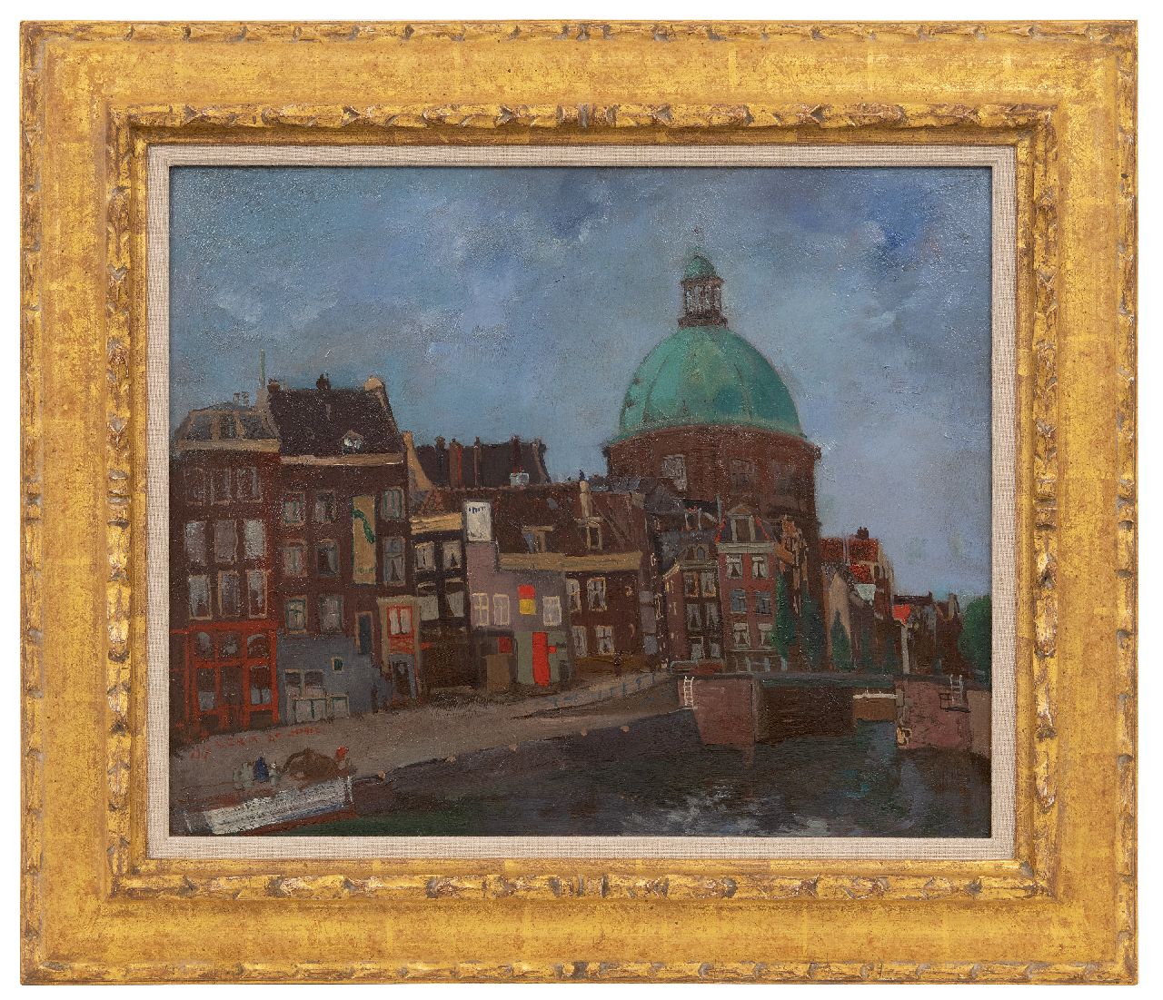Jong G. de | Gerben 'Germ' de Jong | Paintings offered for sale | A view of Amsterdam with the Koepel church, oil on board laid down on panel 37.4 x 45.9 cm, signed l.l. and dated 1941
