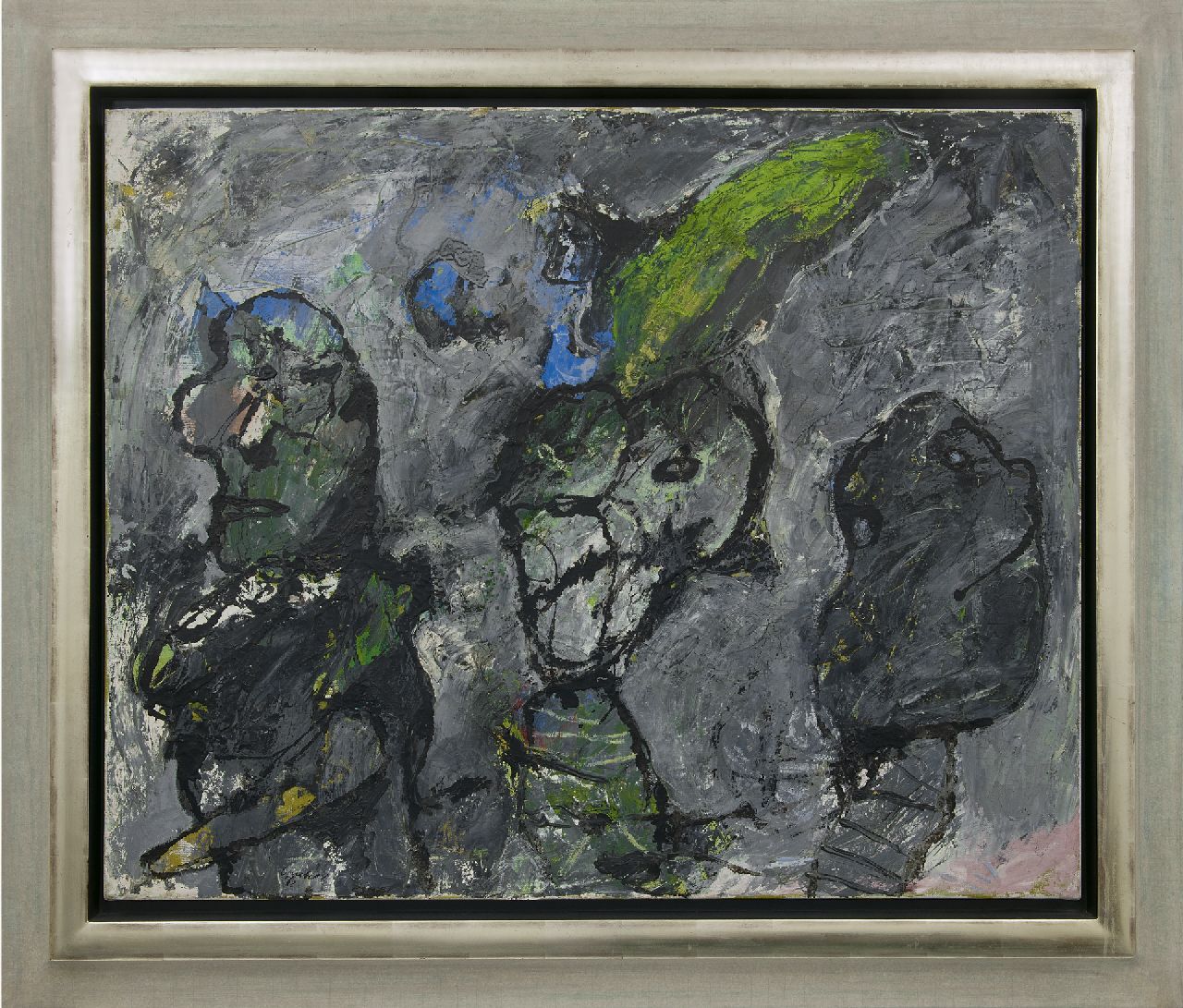 Lucebert (Lubertus Jacobus Swaanswijk)   | Lucebert (Lubertus Jacobus Swaanswijk) | Paintings offered for sale | Three Figures, oil on canvas 80.2 x 100.3 cm, signed l.l. and dated '62 and on the reverse 62/11