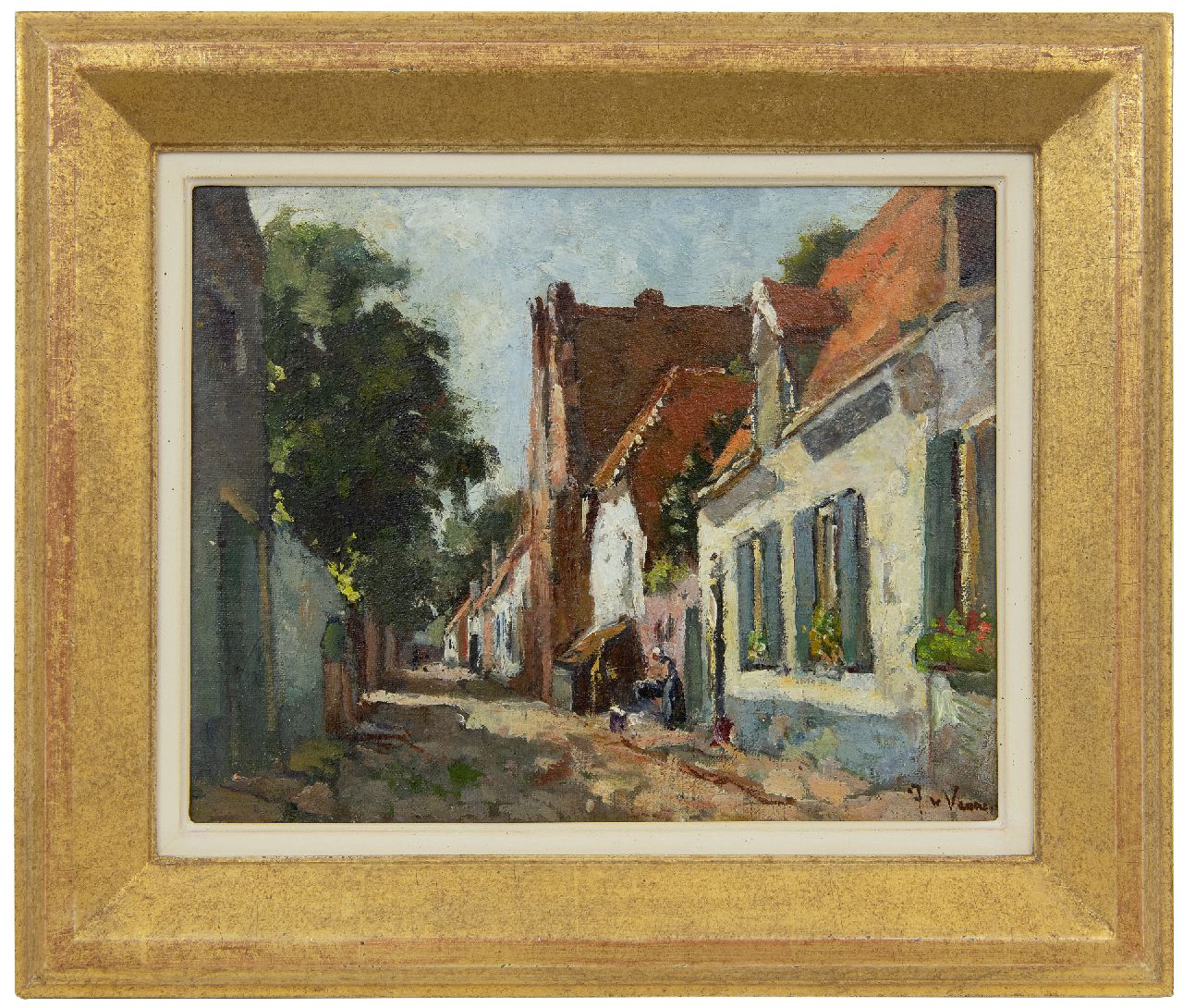 Vuuren J. van | Jan van Vuuren | Paintings offered for sale | Village street in Elburg, oil on canvas 24.0 x 30.1 cm, signed l.r.