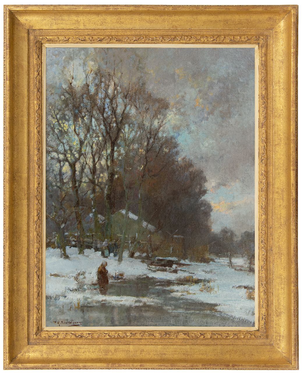 Eickelberg W.H.  | Willem Hendrik Eickelberg | Paintings offered for sale | Winter day at the forest, oil on canvas 72.5 x 54.2 cm, signed l.l.