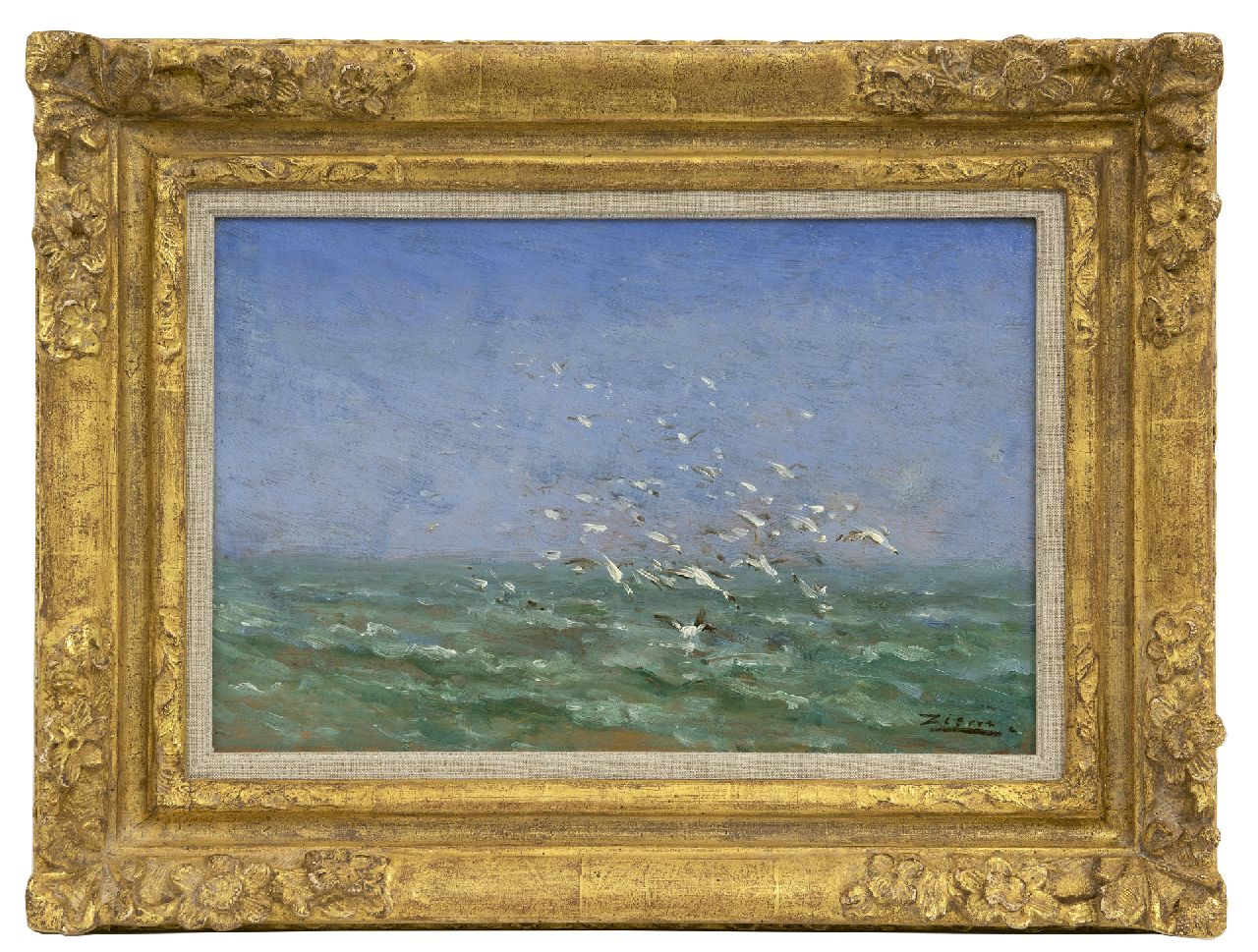 Ziem F.F.G.P.  | 'Félix' François Georges Philibert Ziem | Paintings offered for sale | Les mouettes, oil on panel 22.1 x 33.5 cm, signed l.r.