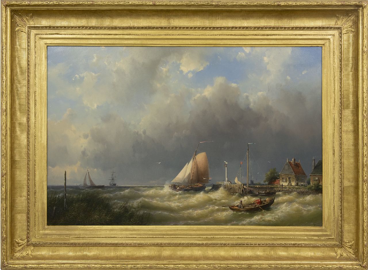 Koekkoek J.H.B.  | Johannes Hermanus Barend 'Jan H.B.' Koekkoek, Shipping in a storm off the coast, oil on canvas 65.0 x 102.7 cm, signed l.l. and dated 1862