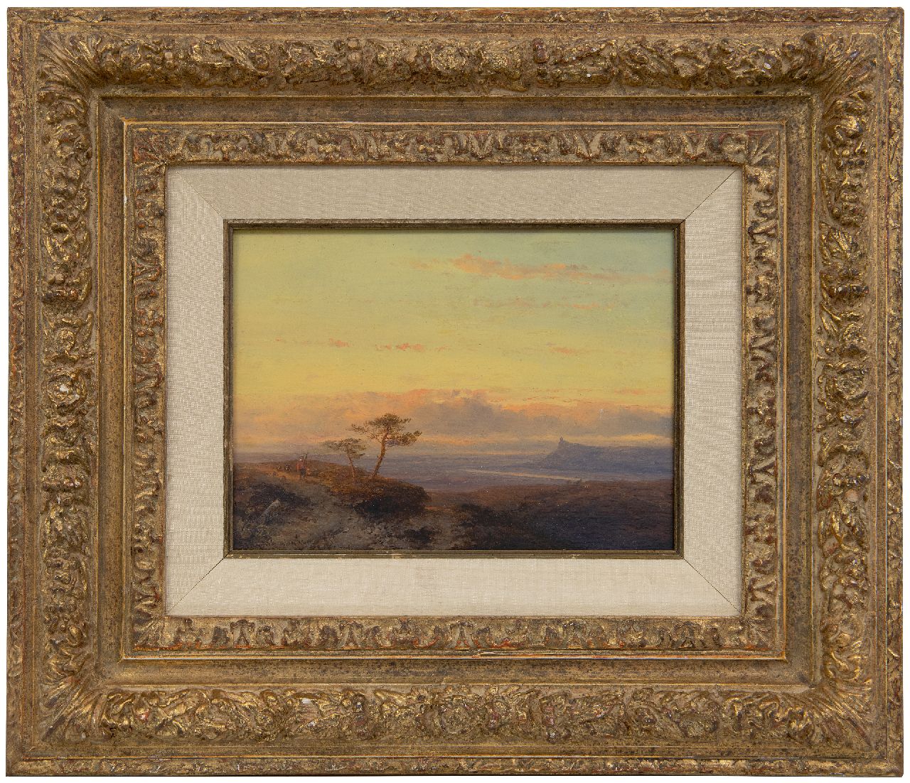 Hoppenbrouwers J.F.  | Johannes Franciscus Hoppenbrouwers | Paintings offered for sale | A river valley at sunset, oil on panel 16.2 x 22.3 cm, signed l.l. and dated '41, without frame