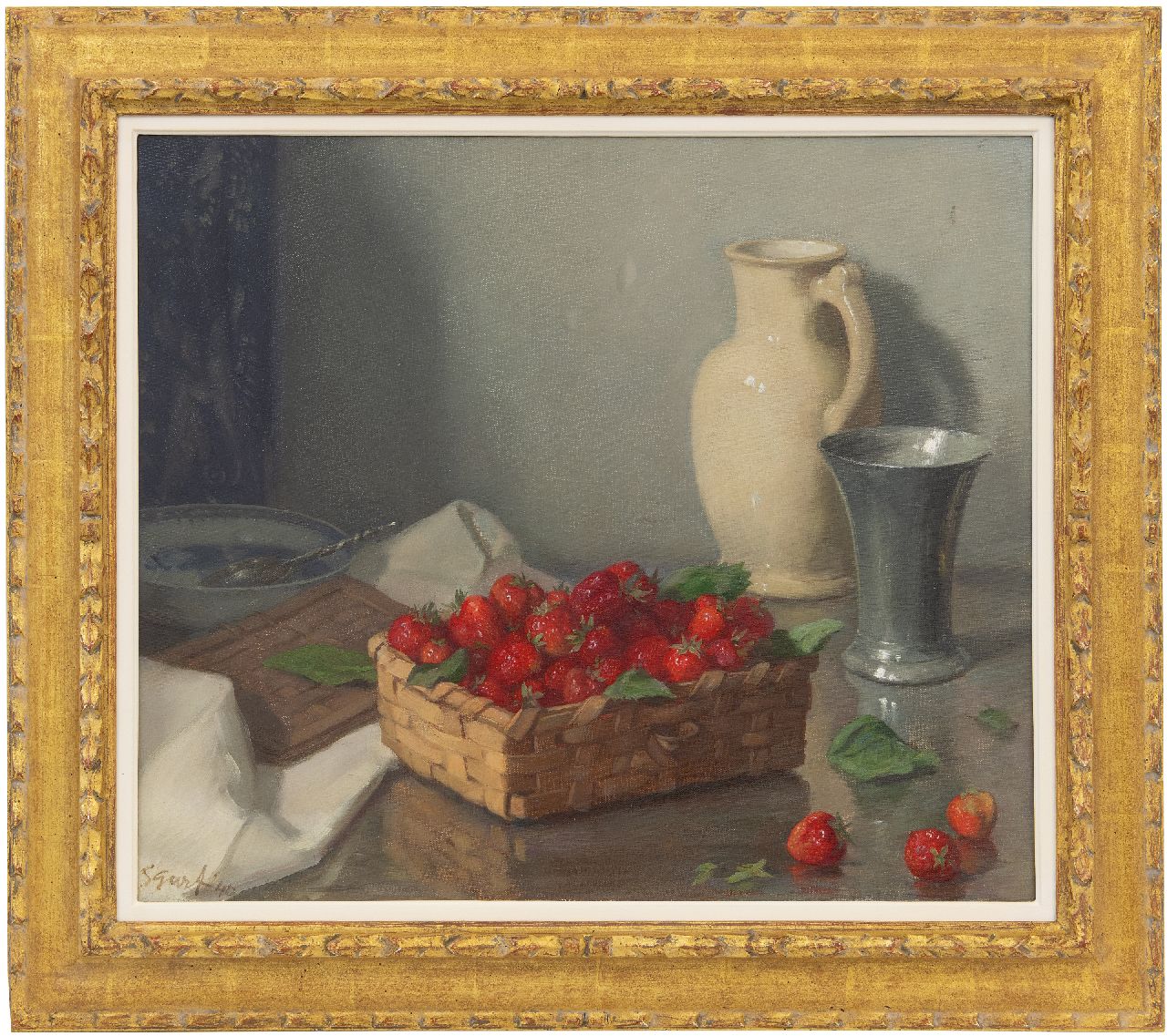 Garf S.  | Salomon Garf | Paintings offered for sale | A still life with strawberries in a basket, oil on canvas 48.7 x 56.4 cm, signed l.l. and dated '40