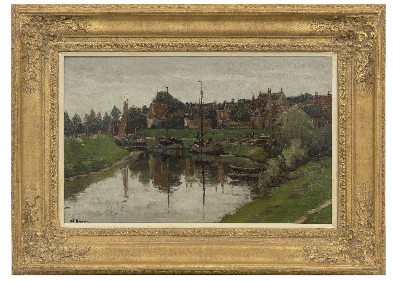 Bastert S.N.  | Syvert 'Nicolaas' Bastert, A view of Hattem, oil on canvas laid down on panel 36.4 x 56.2 cm, signed l.l.