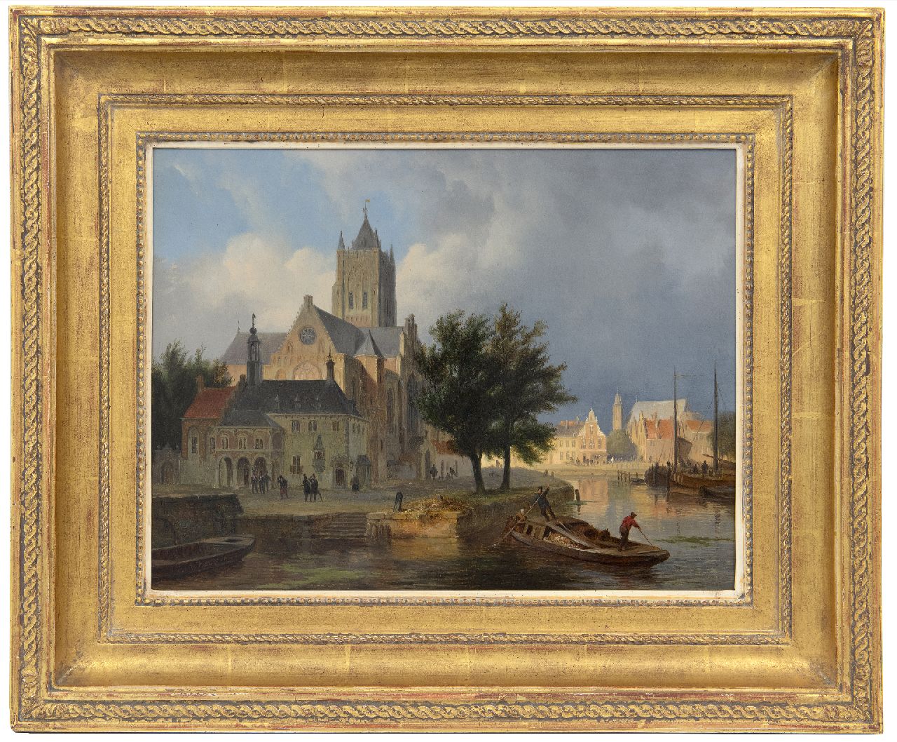 Hove B.J. van | Bartholomeus Johannes 'Bart' van Hove | Paintings offered for sale | A capriccio town view, possibly Gorinchem, oil on panel 28.8 x 38.0 cm, signed l.r.