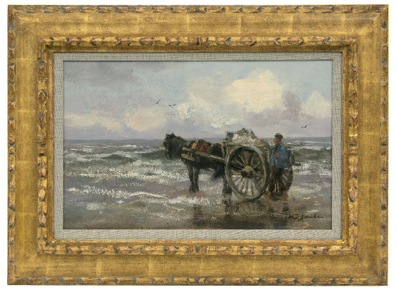 Jansen W.G.F.  | 'Willem' George Frederik Jansen, Shell fishing along the Dutch coast, oil on canvas 25.7 x 40.6 cm, signed l.r.