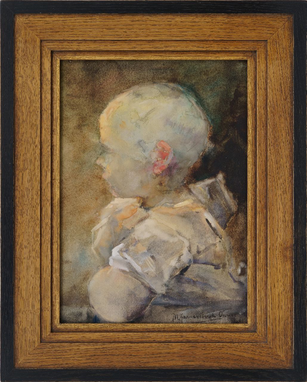 Kamerlingh Onnes M.  | Menso Kamerlingh Onnes, Portrait of a child, watercolour on paper 31.5 x 22.5 cm, signed l.r. and dated 1889