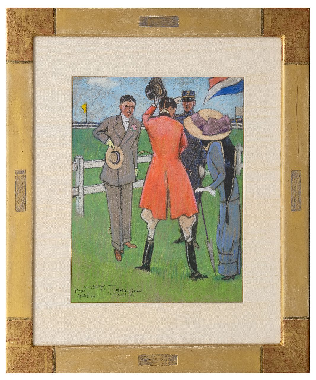 Sluiter J.W.  | Jan Willem 'Willy' Sluiter, On the racecourse, pastel on paper 40.5 x 32.0 cm, signed l.l. and dated April 4 1911