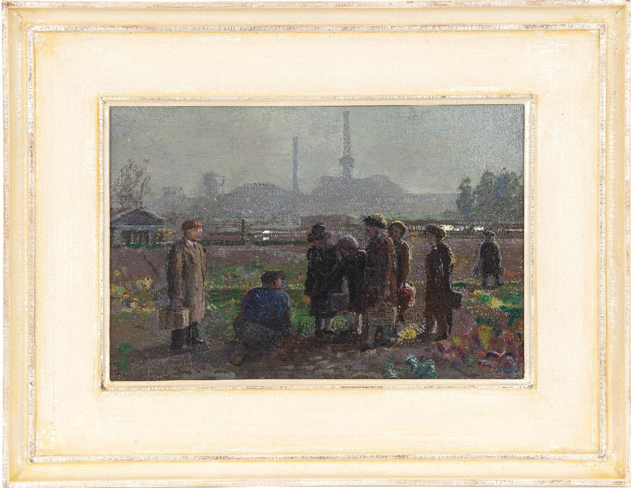 Kamerlingh Onnes H.H.  | 'Harm' Henrick Kamerlingh Onnes, Figures in the fields, oil on canvas laid down on board 22.7 x 33.8 cm, signed l.r. with monogram