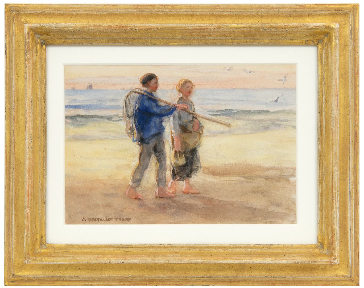 Zoetelief Tromp J.  | Johannes 'Jan' Zoetelief Tromp, Returning from fishing, watercolour on paper 18.6 x 26.3 cm, signed l.l.