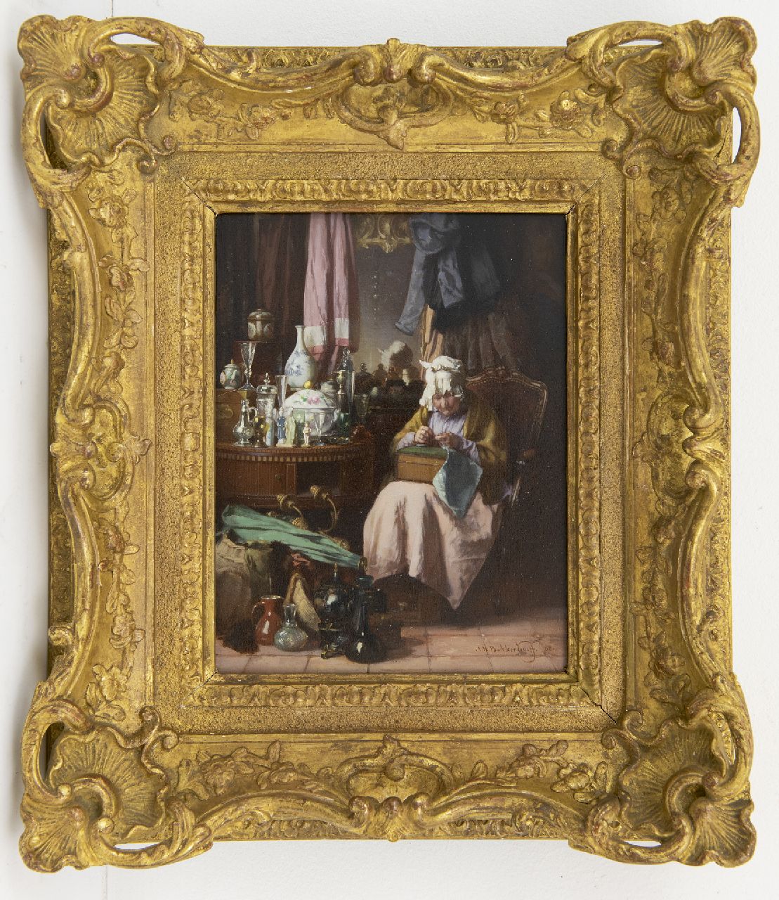 Bakker Korff A.H.  | Alexander Hugo Bakker Korff, The bric-à-brac seller, oil on panel 19.0 x 14.7 cm, signed l.r. and dated '68