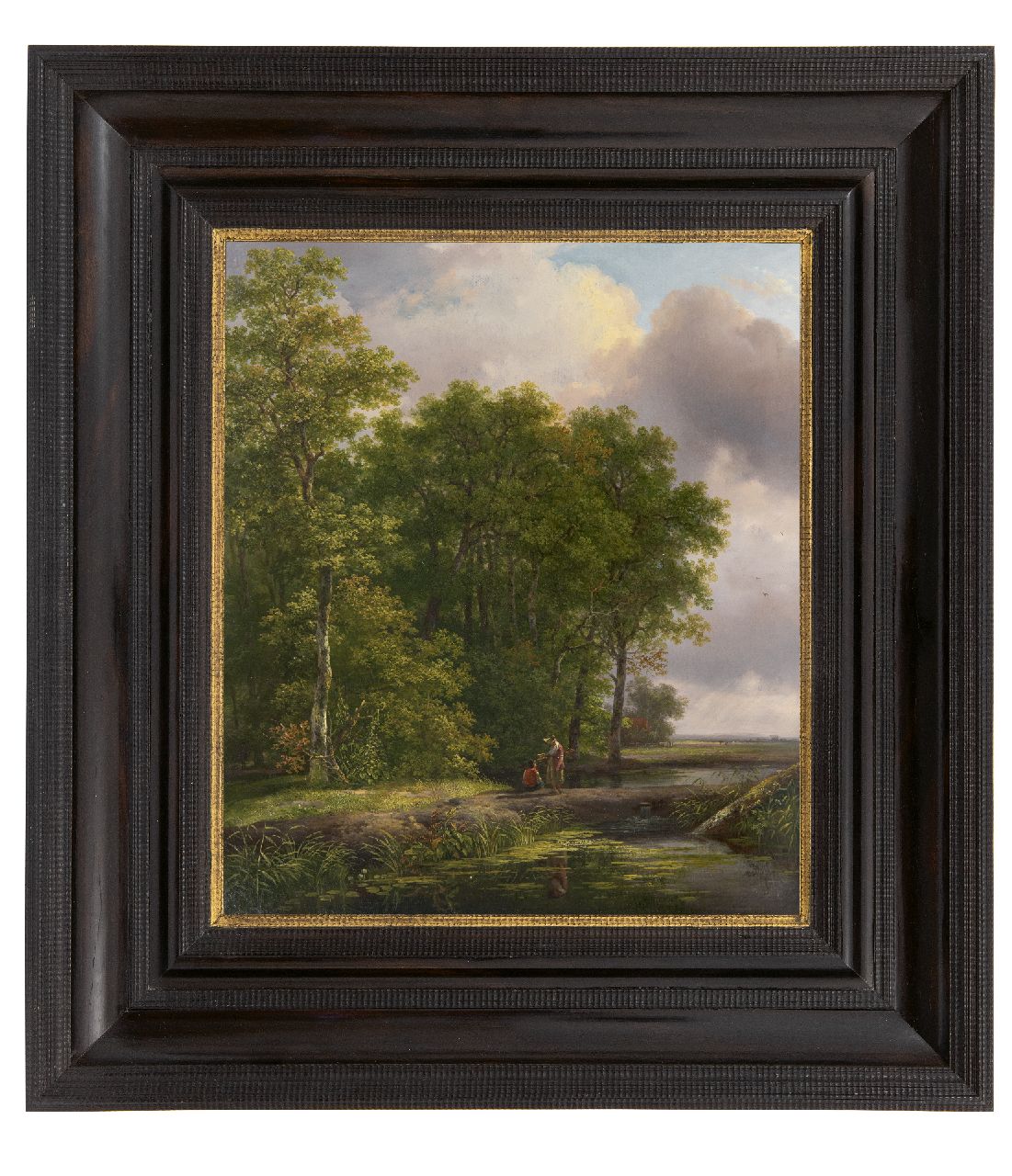 Schelfhout A.  | Andreas Schelfhout, Landfolk on a wooded path, oil on panel 40.8 x 34.2 cm, signed l.l. with initials