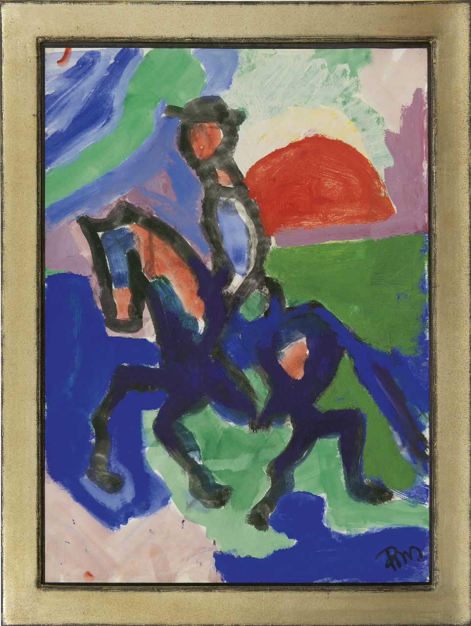 Benner G.  | Gerrit Benner, Horseman, gouache on paper 70.0 x 50.0 cm, signed l.r. and on the reverse and dated circa 1957