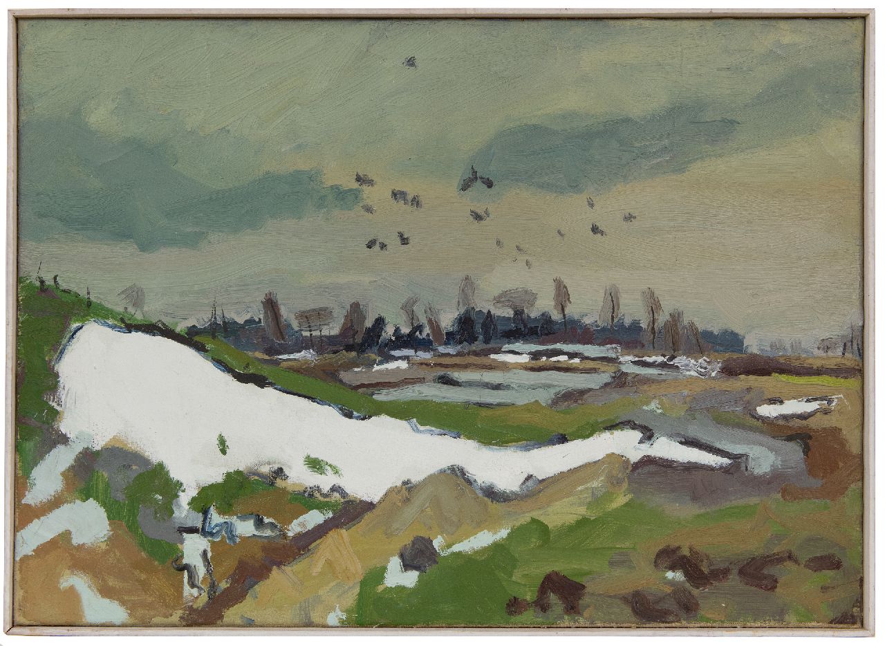 Zee J. van der | Jan van der Zee | Paintings offered for sale | Landscape near Yde, Drenthe, oil on canvas 50.0 x 70.1 cm, signed on the reverse and dated on the reverse '43