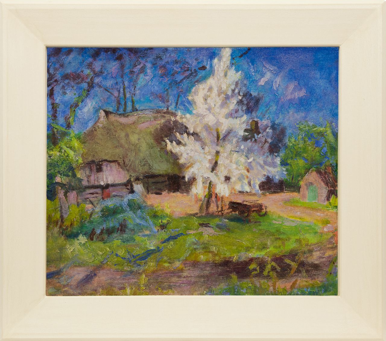 Altink J.  | Jan Altink, Landscape in Essen, Groningen; on the reverse: Country road in Essen, oil on canvas 60.5 x 70.8 cm, signed on the stretcher and painted ca. 1930
