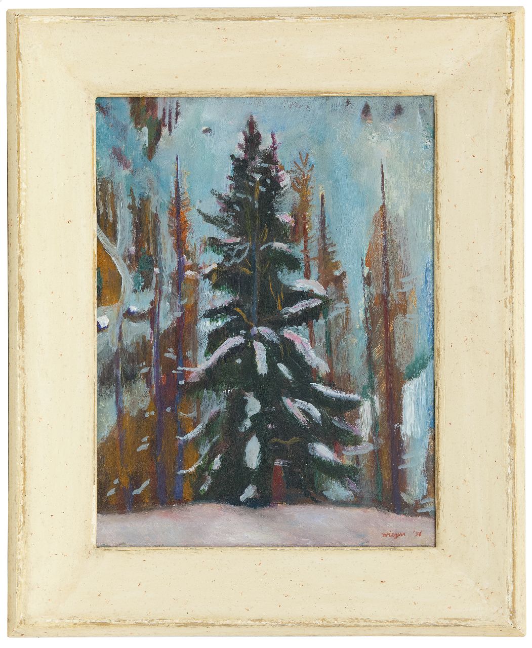 Wiegers J.  | Jan Wiegers, Fir, Frauenkirch (Davos), oil on panel 39.9 x 30.3 cm, signed l.r. and dated '36