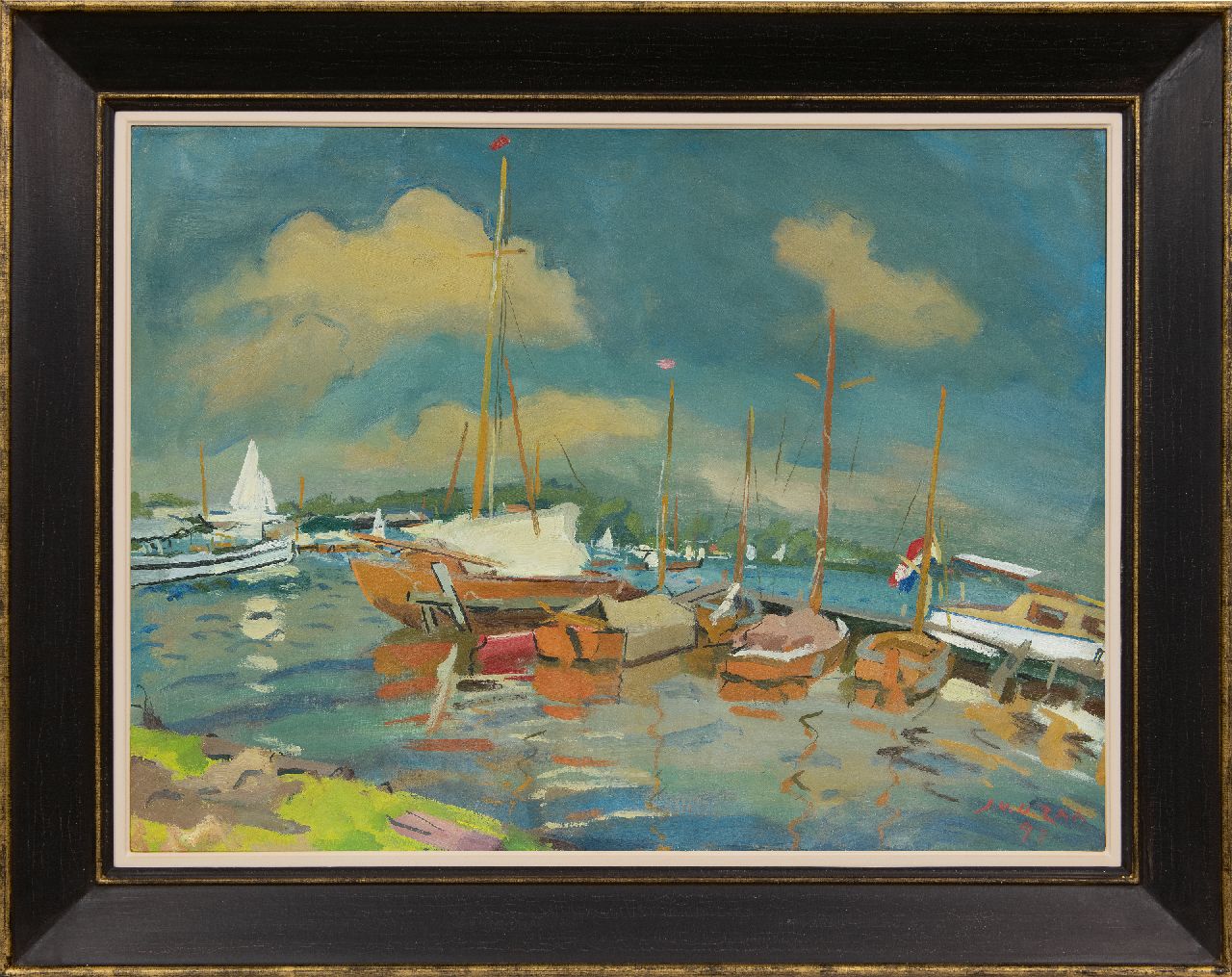 Zee J. van der | Jan van der Zee, Mooring on the Paterswoldsemeer, oil on canvas 59.5 x 80.3 cm, signed l.r. and dated '47