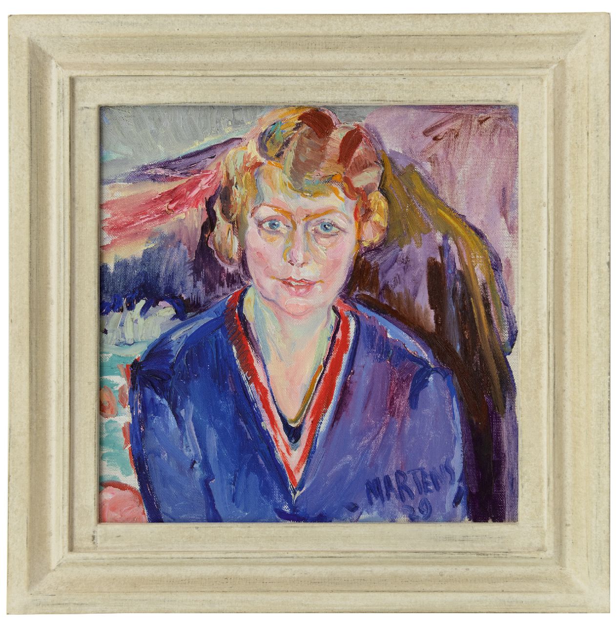 Martens G.G.  | Gijsbert 'George' Martens, Portrait of a woman, oil on canvas 50.4 x 50.2 cm, signed l.r. and dated '29