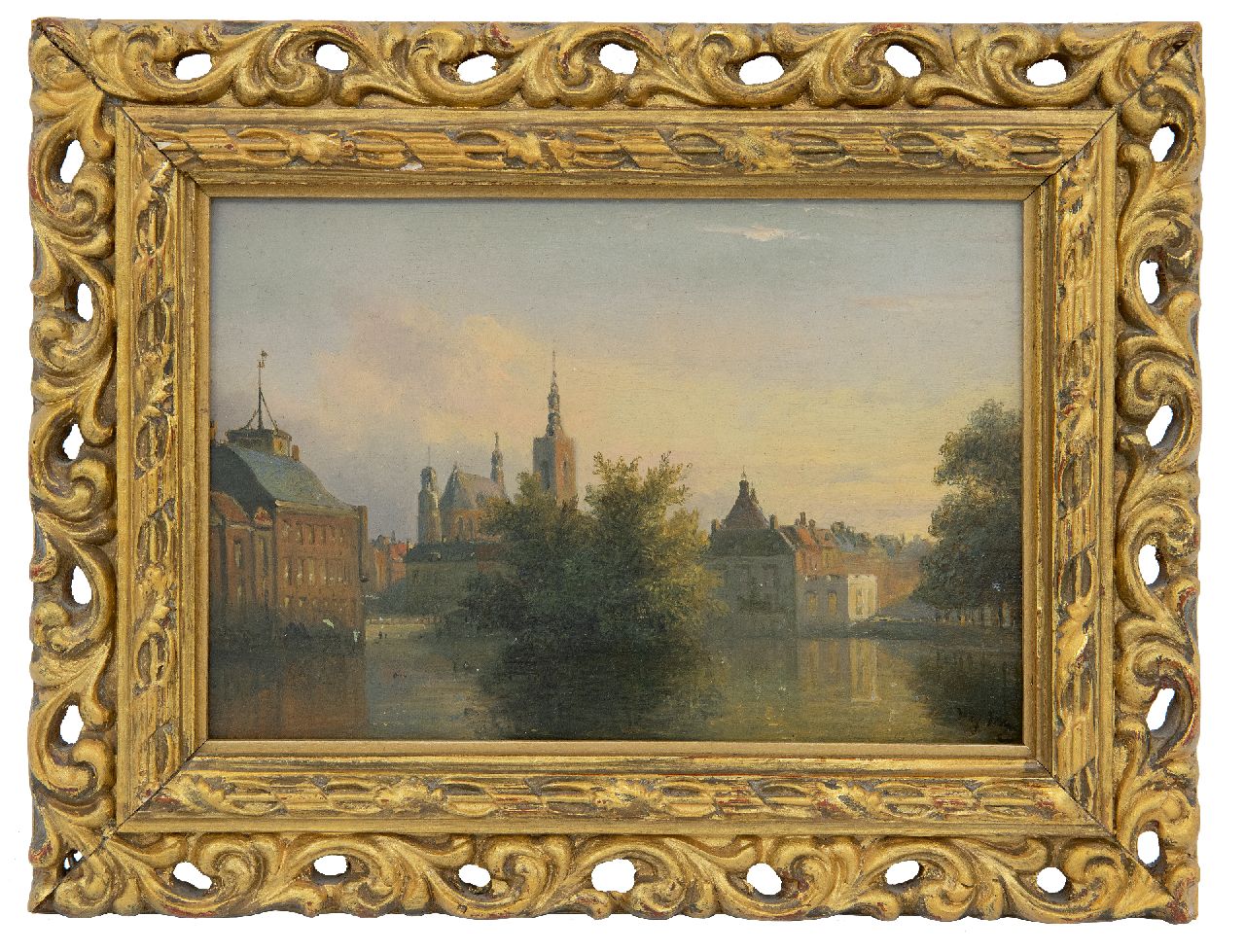 Wagner W.G.  | Willem George Wagner | Paintings offered for sale | A view of the 'Hofvijver', The Hague, oil on panel 13.1 x 18.7 cm, signed l.r.