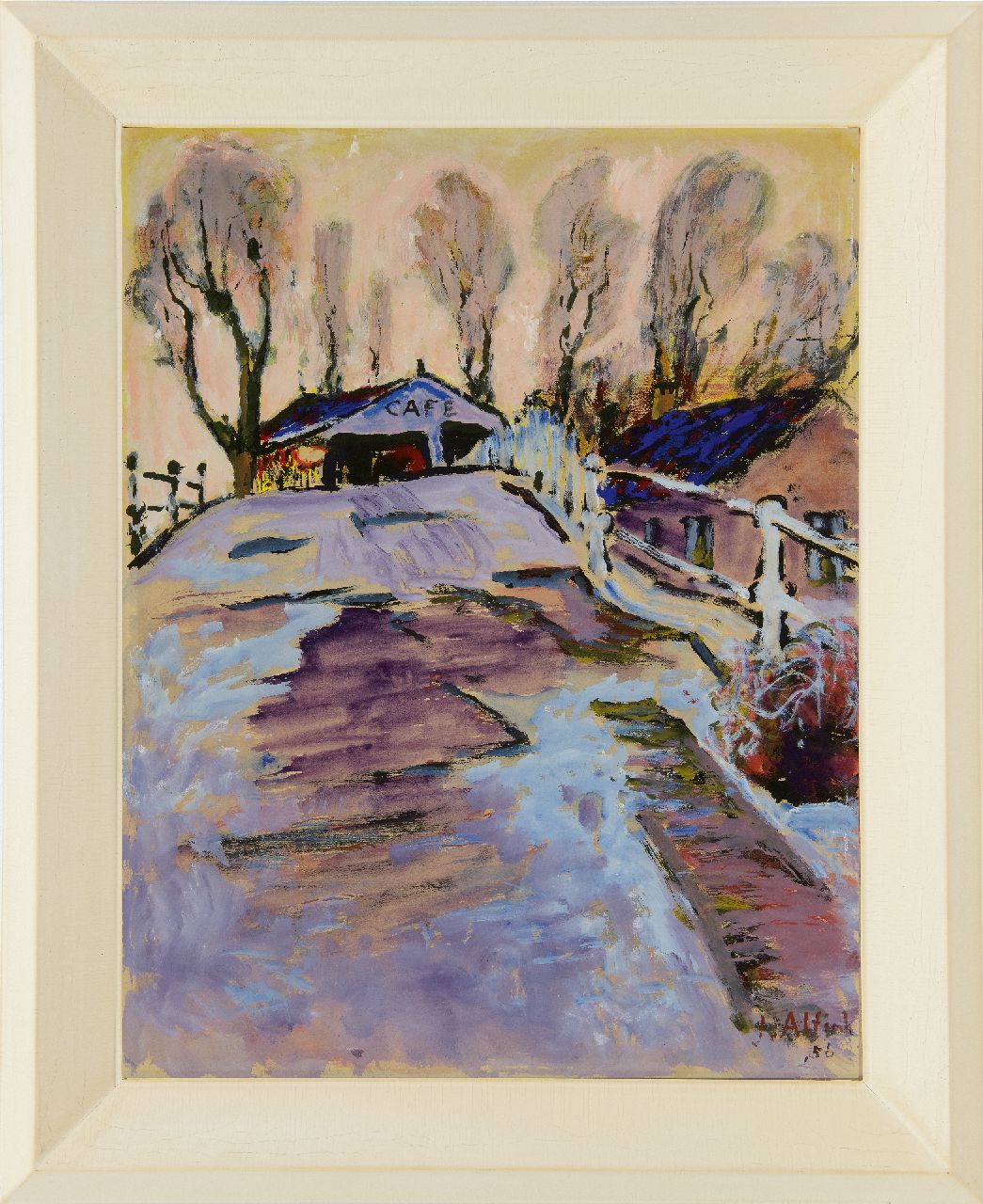 Altink J.  | Jan Altink, The bridge at Steentil near Aduard, watercolour and gouache on paper 63.5 x 49.5 cm, signed l.r. and dated '56